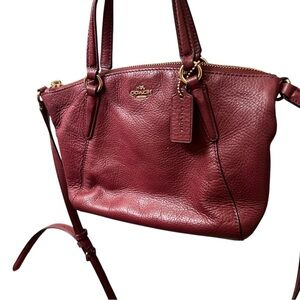 Coach - Mini Kelsey Satchel in Dark Burgundy/Cranberry Pebbled Leather.
